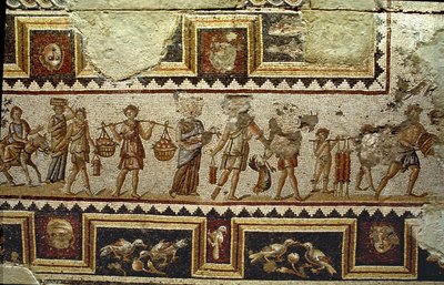 Verso il mercato, dettaglio di un pavimento a mosaico a Tzippori (dettaglio) da Roman